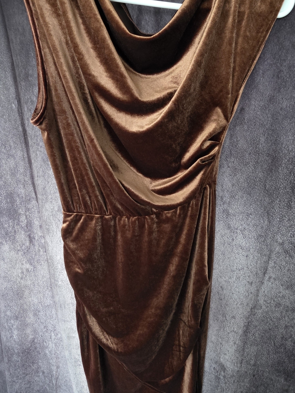 Brown Velvet Draped Women’s Dress